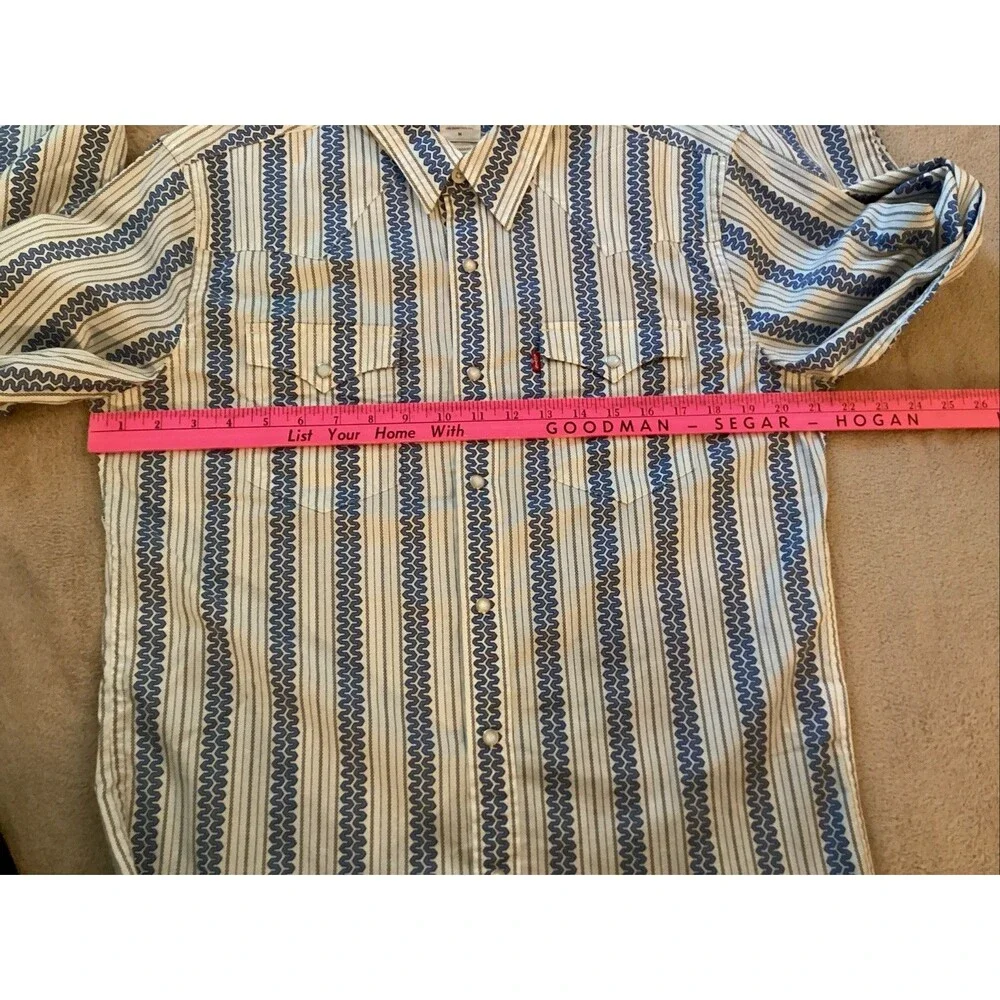 levis shirt pearl snap medium men striped western cowboy
